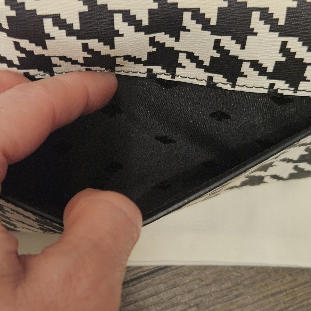 NWOT Kate Spade ♠️ Black & White Houndstooth Clutch/Crossbody Bag - Picture 9 of 14
